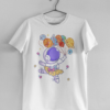 Tricou pentru fetițe cu design Galaxy Ballerina și planete colorate. alb