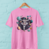 Tricou pentru fetițe cu astronaut balerină care dansează printre planete. roz