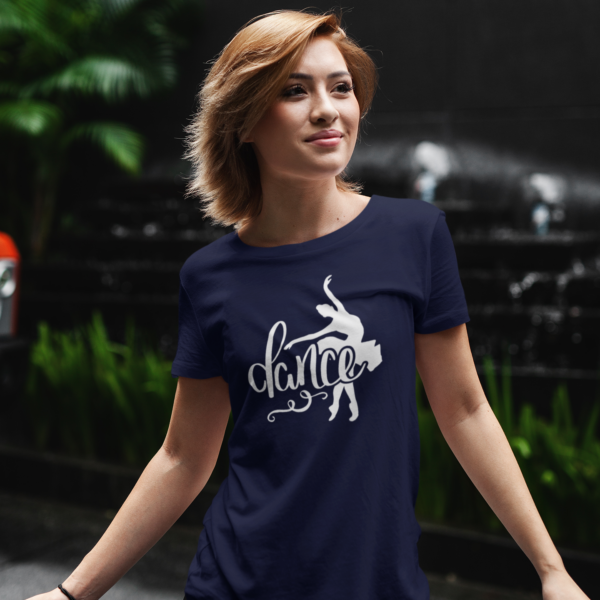 Tricou bleumarin pentru balerine cu design minimalist „Dance” și siluetă elegantă de balet.