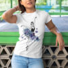 Tricou pentru balerine cu siluetă elegantă și design floral artistic alb
