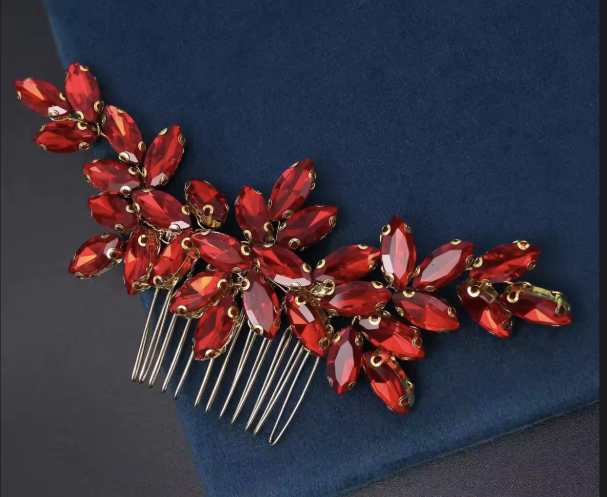 Accesoriu Elegant pentru păr cu Cristale Roșii