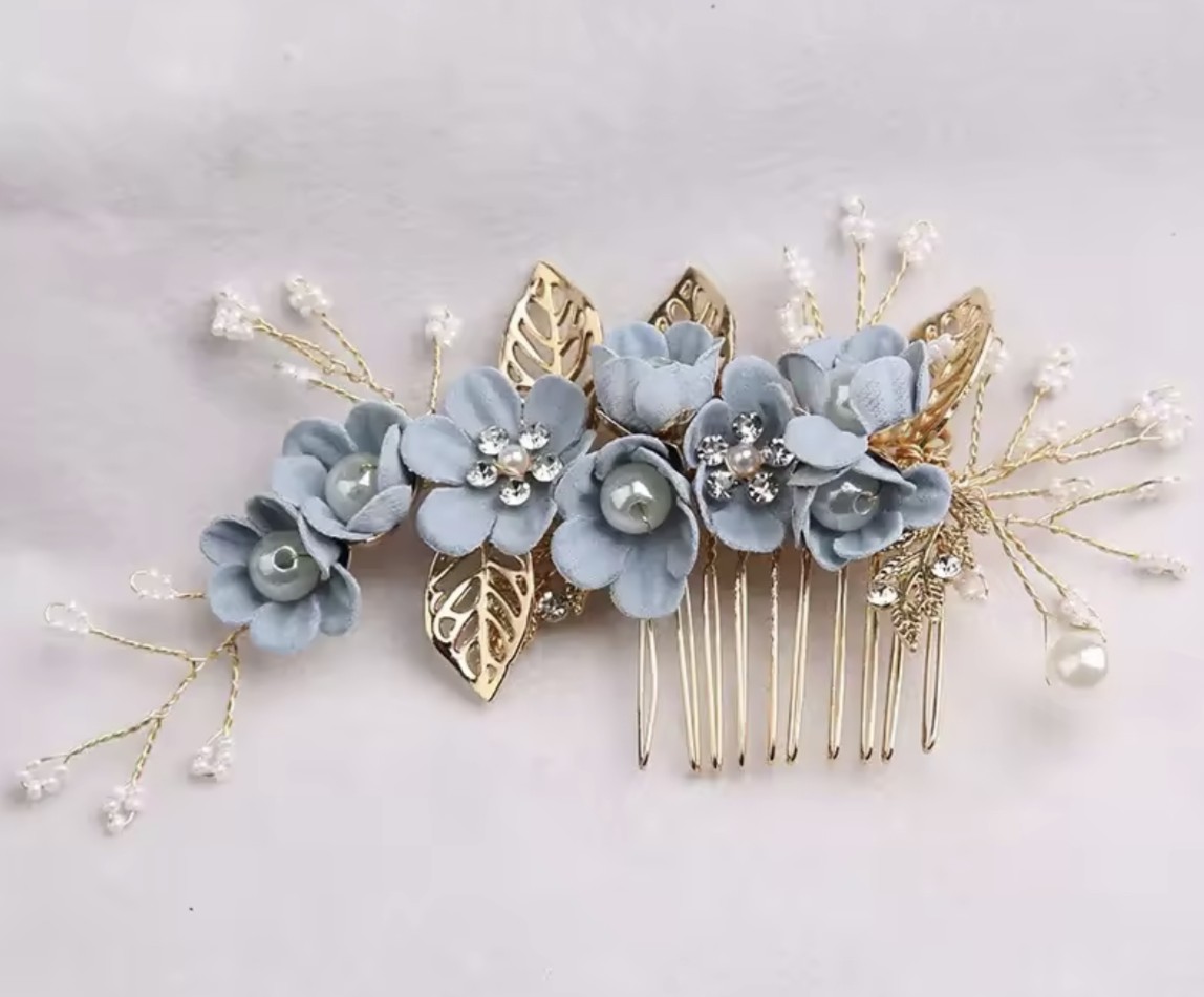 Accesoriu Floral pentru păr - floare albastră